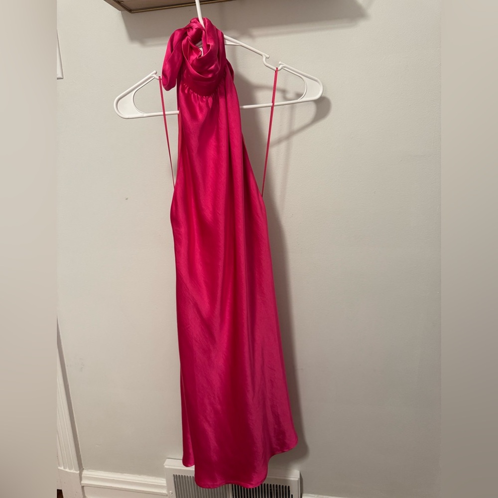 KOURT Satin Pink Halter Dress